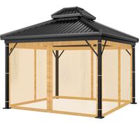 Moustiquaire pour pavillon d'extérieur,Moustiquaire de remplacement universelle Abri en 4 parties avec fermeture éclair pourpavillon 12' x 12', moustiquaire seule, brun, 360cm*360cm