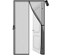 Moustiquaire pour Porte 85 x 210 cm, avec Boucle Latérale, Maille en Polyester Renforcée, Système de Fermeture par Aimants