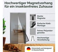 Moustiquaire pour porte-fenêtre, 120 x 220 cm, moustiquaire de haute qualité pour porte-fenêtre, porte-terrasse ou porte d'entrée, noire, sans perçage, avec aimants puissants