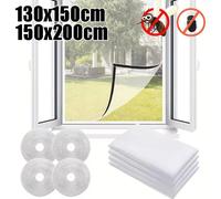 Moustiquaire pour porte - Fixation adhésive Velcro - Polyester respirant - Bords renforcés - Paquet de 10 - 130 x 150 cm - Blanc