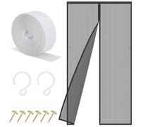 Moustiquaire pour porte, sans perçage, 90x200 cm, rideau magnétique gris, pour porte-fenêtre, porte coulissante, porte de terrasse