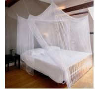 Moustiquaire Premium lit double 220x200 cm - 2 ouvertures, kit suspension, sac transport - Blanc