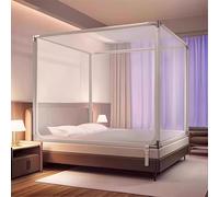 Moustiquaire rectangulaire pour lit simple et double, moustiquaire en maille fine, auvent en polyester ultraléger avec entrée zippée, kit de suspension