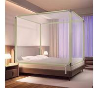 Moustiquaire rectangulaire pour lit simple et double, moustiquaire en maille fine, auvent en polyester ultraléger avec entrée zippée, kit de suspension