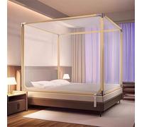Moustiquaire rectangulaire pour lit simple et double, moustiquaire en maille fine, auvent en polyester ultraléger avec entrée zippée, kit de suspension