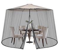 Moustiquaire réglable Sekey pour parasols et pergolas de 250 à 300 cm, protection contre les insectes avec 1 porte, moustiquaire pour parasol, hauteur 2,5 m, couleur noire