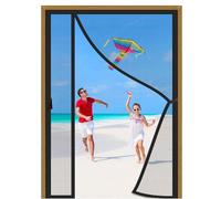 Moustiquaire Sur Mesure Aimanté 205x215cm Noir Moustiquaire Baie Vitree Coulissante Aimant Puissant de Porte Rideau Anti Mouche sans Percer pour Porte Exterieur Balcon Terrasse
