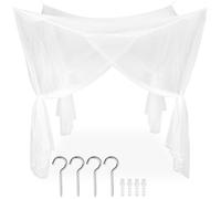 Moustiquaire - TECTAKE - Moustiquaire pour lits simples et doubles en polyester, avec 4 ouvertures, 220 x 200 x 210 cm - Blanc