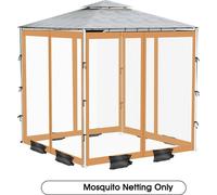 Moustiquaire universelle pour pavillon - Filet de rechange 3 x 3 m - 4 panneaux - Double fermeture éclair - Avec sacs de lestage - 100 % polyester - Blanc