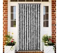 vidaXL Rideau anti-insectes gris et blanc 118x220 cm chenille