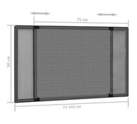 Moustiquaire - VINGVO - Extensible - Aluminium - (75-143)x50 cm - Anthracite Noir
