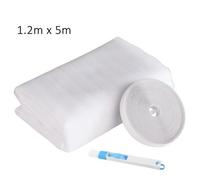 Moustiquaires de Fenêtre 120 x 500cm Maille en Nylon Anti Insecte avec Bande Auto-Adhésive et Brosse Blanc