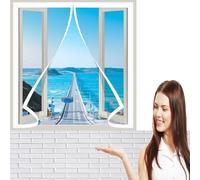 Moustiquaires de Fenêtre 125 x 116 cm Fibre de Verre Moustiquaire pour Fenêtre Sur-Mesure Pas de Perçage Ni de Vissage pour Fenêtres et Portes, Blanc