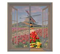 Moustiquaires pour Fenêtre 59 x 109 cm Installation Facile Sans Percer Moustiquaire Autocollante pour Fenêtre pour Empêche Les Insectes, Gris