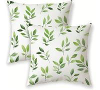 Moutarde Coussin Exterieur Impermeable 40x40 cm, Velours Housse de Coussin Exterieur pour Salon de Jardin, Feuille Taies D'oreillers Canapé Decoratif Lot de 2 pour Canapé Balcon Terrasse Salon SJ-438