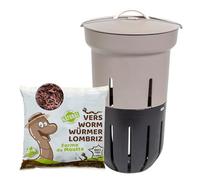 Moutta | Lombricomposteur Gris à enterrer 12L | 500gr de vers de Compost | A enterrer dans Votre jardinière | Compostez Vos déchets organiques | Parfait pour Nourrir Vos Plantes