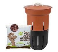 Moutta | Lombricomposteur Terracotta à enterrer 12L | 250gr de vers de Compost | A enterrer dans Votre jardinière | Compostez Vos déchets organiques | Parfait pour Nourrir Vos Plantes