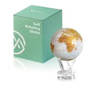 MOVA Globe auto-rotatif, Blanc nacré et or Classic (4.5") | globe rotatif solaire, sans piles ni câbles, cadeau pour passionnés de géographie, display cinétique premium, déco de bureau