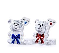 Movdyka Cadeaux d'anniversaire de mariage en cristal double ours pour les parents de couple