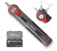 MOVECRAB Kit mini tournevis électrique sans fil rechargeable 12 pièces 2000 mAh avec angle réglable 3-en-1, LED et couple réglable 3 vitesses