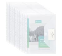 MOWETOO Lot de 22 Pochette Plastique A4 Perforée avec Rabat, Transparente Protege Document A4, avec 11 Trous, pour le Bureau de l'école, pour Organiser des Documents