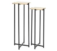 MOX - Duo de Sellettes Gigognes Industrielles Aspect Bois et Métal Noir