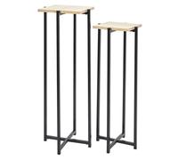 MOX - Duo de Sellettes Gigognes Industrielles Aspect Bois et Métal Noir