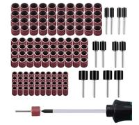 Moxeupon Kit de tambours de ponçage, manchons de ponceuse à broche - Kit de manchons de tambour pour ponceuse et perceuse, 132 pièces, pour le polissage,Papier abrasif à grains pour l'amélioration de