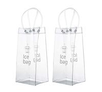 Moxeupon Lot de 2 sacs de glace pour bouteille de vin - Portables et transparents - Porte-gobelet pour champagne rouge et blanc ou champagne - Porte-bière avec poignée, Transparent