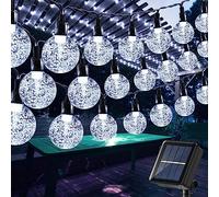 Moxled Guirlandes lumineuses solaires pour jardin, 56 pi/17 m avec 100 LED Guirlandes lumineuses solaires étanches Boules de cristal lumineuses d'intérieur/extérieur pour jardin, terrasse, cour, fêtes
