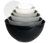Mozvvco Lot de 6 Bols Mélangeurs, Ensemble de Saladiers en Plastique avec Couvercle, Bols à Mélanger de 0,25-5,25 L, Empilables Saladier Sans BPA, Bol de Cuisine pour Stockage et Mélange
