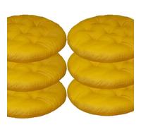 Mozzeilee Coussin de chaise rond, 40x40 cm Ensemble de 2/4/6/8 Coussins de chaise pour salle à manger, tapis de siège en rotin pour meubles d’extérieur pour salon, bureau, jardin, patio (Jaune, 6