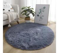 Mozzeilee Tapis de bain rond en peluche, extra doux, absorbant et moelleux, lavable en machine, pour couloir, salon, chambre à coucher (gris clair, 80 cm (rond)