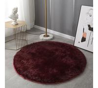 Mozzeilee Tapis de bain rond, ultra doux en microfibre peluche shaggy pour salle de bain, tapis de sol pour côté baignoire, absorption d'eau, lavable en machine, tapis pour chambre et couloir (Rouge