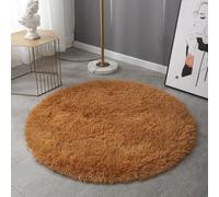 Mozzeilee Tapis de bain rond, ultra doux en microfibre shaggy en peluche pour salle de bain, tapis de sol de côté de baignoire circulaire, absorbant l'eau, lavable en machine, tapis pour chambre et
