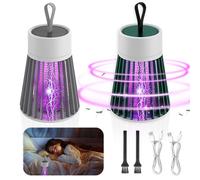 Mozzguard Mosquito Zapper Lot de 2 nouvelles lampes anti-moustiques portables 2024 avec câble USB pour l'intérieur et l'extérieur destructeur d'insectes pour chambre à coucher, camping, pique-nique