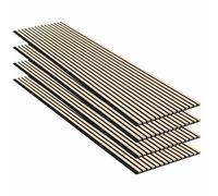 MPDiscount Panneau Tasseau Bois Mural 240x60, Panneau Mural Decoratif | lot de 4, 5,76 m2, 15 lattes placage chene, feutre PET recycle, absorption echo, salon bureau studio, pose facile, chêne