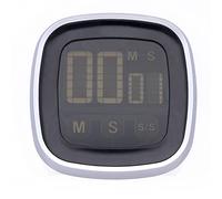 MPM Chronomètre numérique de Cuisine en Plastique, Compte à rebours avec écran Tactile et Aimant, Couleur Gris, Convient à n'importe Quelle pièce, Compact et précis
