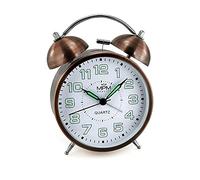 MPM Cooper Colour Réveil analogique rétro avec Chiffres Lumini, Double Cloche sans tic-tac, réveil Vintage à Piles à Quartz, Horloge de Table avec veilleuse