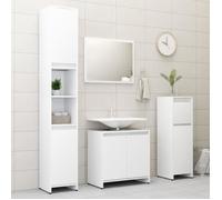 MPO 3 pcs Ensemble Meuble de salle de bain - Mobilier de salle de bain Armoire de salle de bain -Blanc Aggloméré @297682