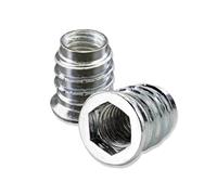 Mprofi MT® 100 Pièces | Insert Fileté Bois M6 x 13mm | Vis à Six Pans Creux | D'écrous Filetés D'insertion pour des Meubles en Bois | Manchons à Visser | Boulons à Visser avec Rebord | Hexagonal