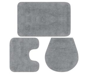 MPS Jeu de tapis de salle de bain 3 pcs Tissu Gris