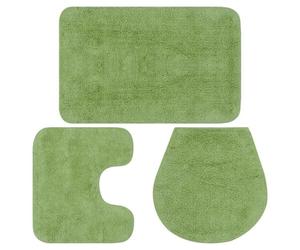 MPS Jeu de tapis de salle de bain 3 pcs Tissu Vert