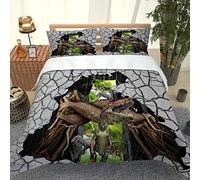 MQBHJI Housse De Couette 220X240 cm 3D Dinosaure De La Forêt - Parure De Lit Adulte en Microfibre 2 Personnes avec Fermeture Éclair, Housse Couette Imprimé avec 2 Taies d'oreiller 50x75 cm