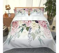MQBHJI Housse De Couette 220X240 cm 3D Motif De Fleur De Pivoine - Parure De Lit Adulte en Microfibre 2 Personnes avec Fermeture Éclair, Housse Couette Imprimé avec 2 Taies d'oreiller 50x75 cm