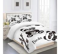 MQBHJI Housse De Couette 220X240 cm 3D Panda Animal Noir Et Blanc - Parure De Lit Adulte en Microfibre 2 Personnes avec Fermeture Éclair, Housse Couette Imprimé avec 2 Taies d'oreiller 50x75 cm