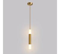 MQDLJSE Lampe Suspendue à Tube Long doré, Lampe Suspendue en Aluminium avec Abat-Jour en Acrylique, Lustre LED Moderne - 6 W - 3000 K, Lampes à Suspension linéaires Ultra-Minces, Lampes su