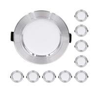 MQDLJSE Lot de 10 Spots LED encastrables 220 V pour Plafond 5 W, 9 W, 12 W, Panneau Lumineux Rond 15 W, 18 W, éclairage intérieur, Blanc Froid, 12 W, Argent