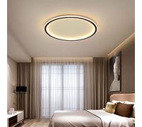 MQDLJSE Plafonnier LED Rond, Design Nordique Moderne et Ultra-Fin, Montage en Surface, luminaire métallique pour Salon et Chambre à Coucher, Noir, variateur d'intensité, 30 cm, 36 W