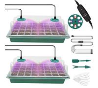 MQFORU Bac à Semis avec lumière de Croissance, 2 Pièces de 80 Cellules Mini Serre Plateaux de Germination avec Une Lumière de Croissance Réglable 2 Mètres de Contrôleur de Chronométrage